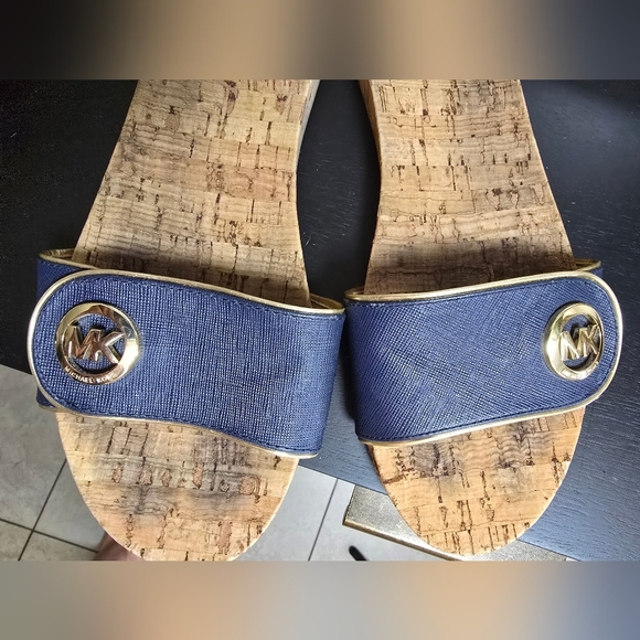 Michael Kors Blue Cork Slide Sandals - Picture 6 of 6